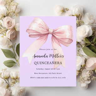 Papier Lavande arc rose Quinceanera invitation