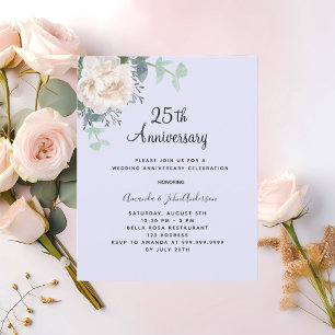 Papier Lavande blanche florale 25e faire-part de mariage