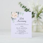 Papier Lavande blanche florale 25e faire-part de mariage (Debout devant)