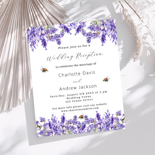 Papier Lavande d'aquarelle mariage invitation