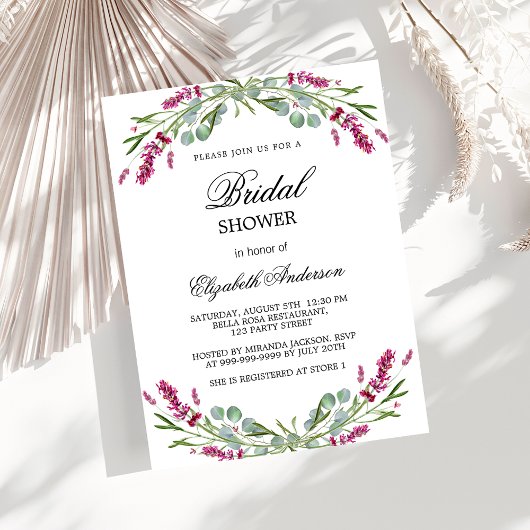 Papier Lavande de douche nuptiale invitation budget rose