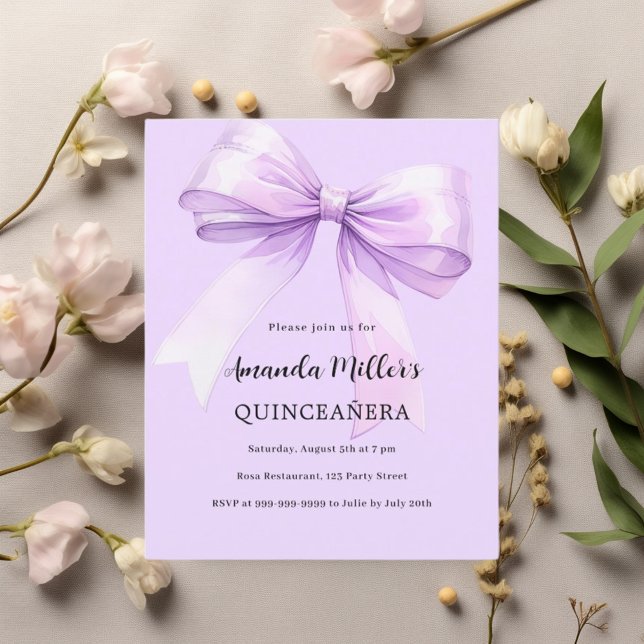 Papier Lavande élégante Quinceanera invitation (Créateur téléchargé)