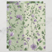 Papier Lavande et design floral vert (Devant / Derrière)