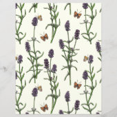 Papier Lavande et papillons sur blanc (Dos)
