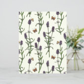 Papier Lavande et papillons sur blanc (Debout devant)