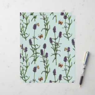 Papier Lavande et papillons sur verre de mer