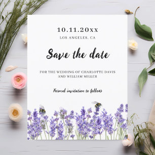 Papier Lavande florales violet mariage enregistrer la car