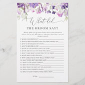 Papier Lavande Qu'est-ce que le marié a dit jeu de douche (Devant)