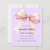 Papier Lavande rose arc élégante invitation d'anniversair (Devant)
