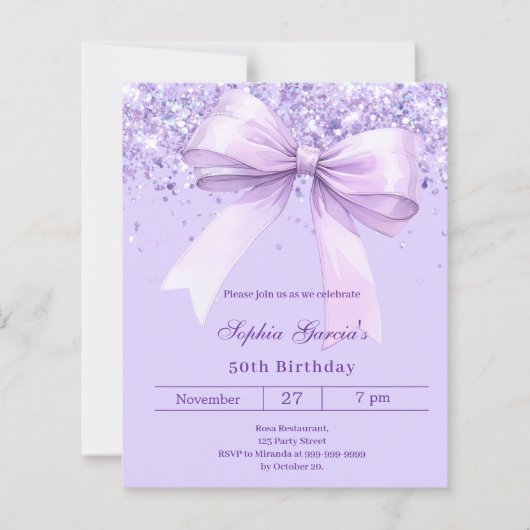 Papier Lavande violet arc invitation d'anniversaire (Devant)
