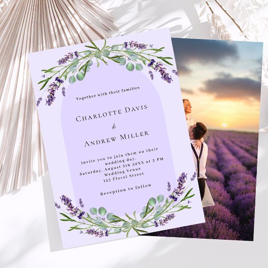 Papier Lavande violet floraux arc photo budget mariage
