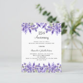 Papier Lavender 25e anniversaire mariage invitation (Debout devant)