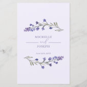 Papier Lavender Bliss Elegant Watercolor Wedding Programm (Dos)