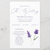Papier Lavender Bliss Elegant Watercolor Wedding Programm (Devant)
