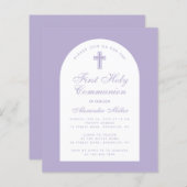 Papier Lavender Boy First Communion Budget Invitation (Devant / Derrière)