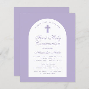 Papier Lavender Boy First Communion Budget Invitation