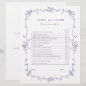 Papier Lavender 'Bride or Groom' Bridal Shower Game  (Devant / Derrière)