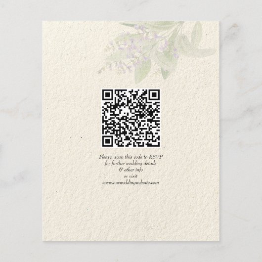 Papier Lavender campagne rustique QR RSVP budget invitati (Dos)