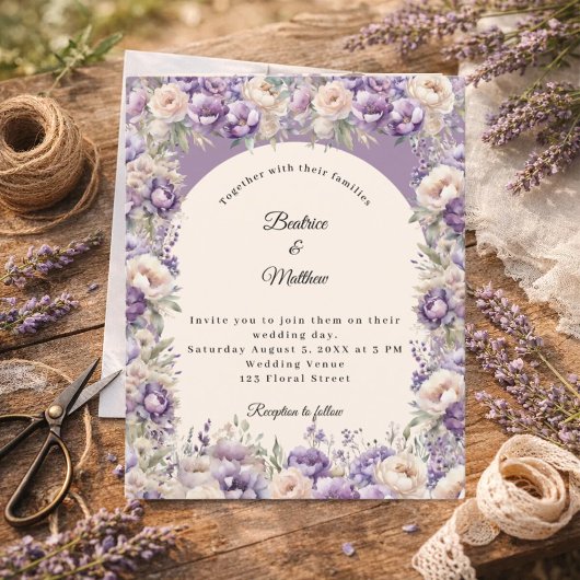 Papier Lavender champagne cream arch wedding invitation