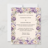Papier Lavender champagne cream floral wedding invitation (Devant)