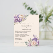 Papier Lavender champagne cream floral wedding invitation (Debout devant)