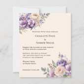 Papier Lavender champagne cream floral wedding invitation (Devant)