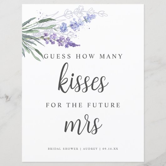 Papier Lavender Devine combien de baisers signe de Fête d (Devant)