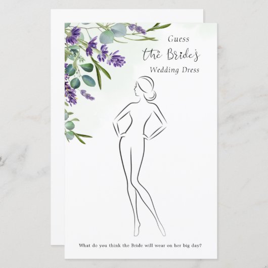 Papier Lavender Eucalyptus Guess Fête des mariées jeu (Devant / Derrière)