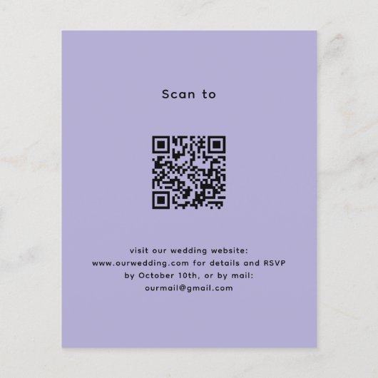 Papier Lavender eucalyptus QR mariage invitation budgétai (Dos)