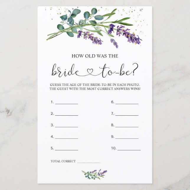 Papier Lavender Eucalyptus Quel Âge Avait L'Épouse (Devant)