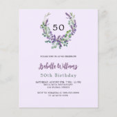 Papier Lavender florales lilas budget invitation d'annive (Devant)