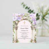 Papier Lavender florals arch girl Confirmation invitation (Debout devant)