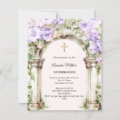Papier Lavender florals arch girl Confirmation invitation (Devant)