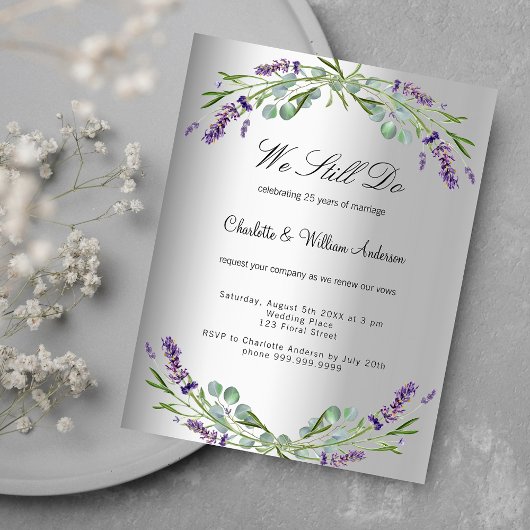 Papier Lavender florals argent budget voeu renouvellement