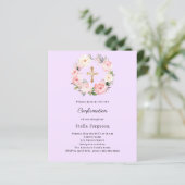 Papier Lavender florals cross Confirmation invitation (Debout devant)