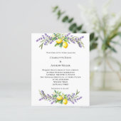 Papier Lavender florals lemons wedding invitation (Debout devant)