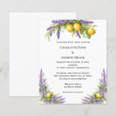 Papier Lavender florals lemons wedding invitation (Devant / Derrière)
