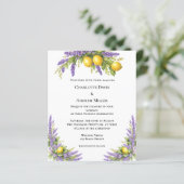 Papier Lavender florals lemons wedding invitation (Debout devant)