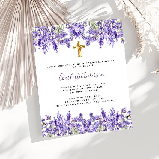 Papier Lavender floraux budget Première communion invitat