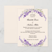 Papier Lavender flowers champage cream wedding invitation (Devant / Derrière)
