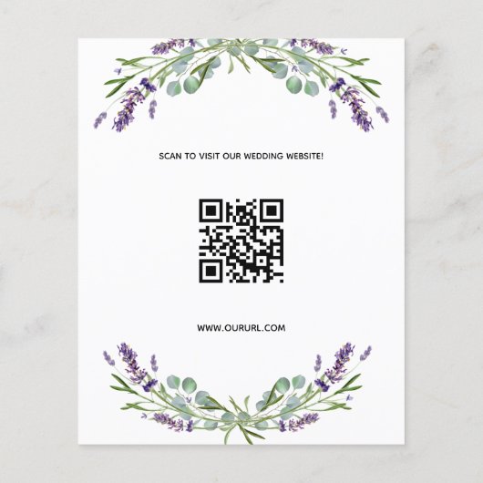 Papier Lavender photo qr code mariage Enregistrer la date (Dos)