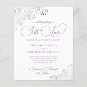 Papier Lavender Silver QR Code BUDGET Mariage Invitation (Devant)