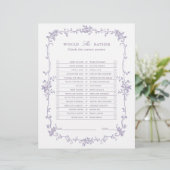 Papier Lavender 'Would She Rather' Bridal Shower Game (Debout devant)