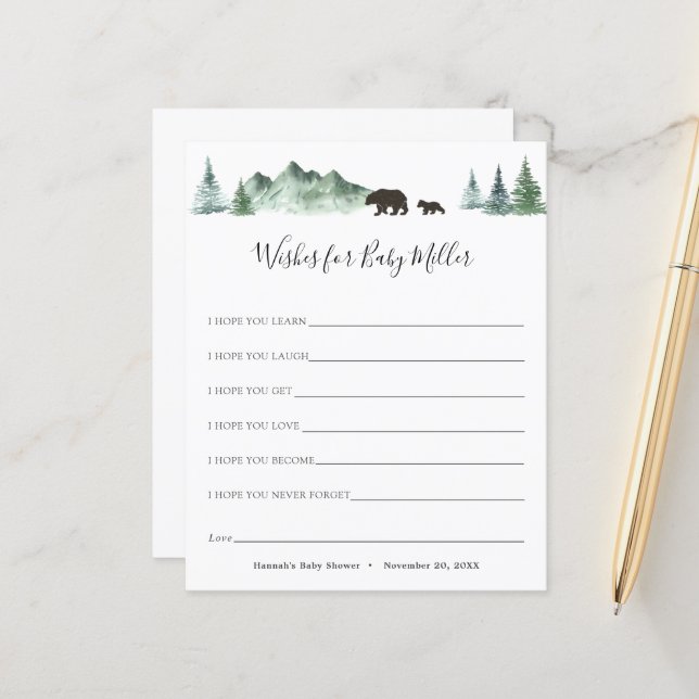 Papier L'aventure commence les souhaits de l'ours pour le (Devant/Arrière en situation)