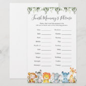 Papier Le Baby shower des animaux de la jungle terminer l (Devant / Derrière)