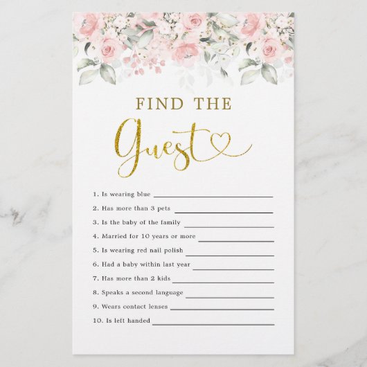 Papier Le Baby shower Floral Rose Vierge Trouve L'Invité (Devant)