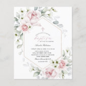 Papier Le baptême rose Roses | Invitation Floral Watercol (Devant)