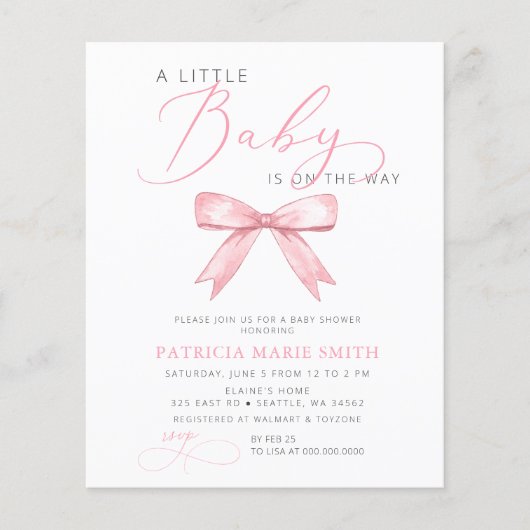 Papier Le bébé est sur le chemin Baby shower de la fille  (Devant)