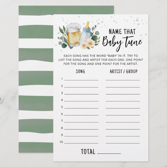 Papier Le Bébé Vert Brasse Nom Que Bébé Jeu Tune (Devant / Derrière)