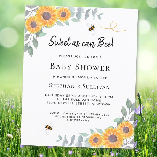 Papier Le budget doux comme peut être Baby shower invitat